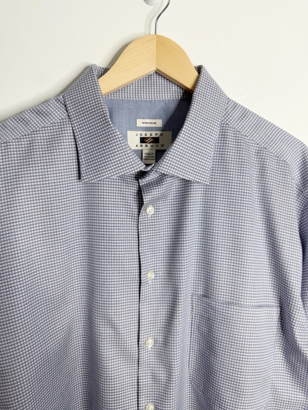 Joseph Abbound Men’s Blue Plaid Button Up Shirt 2XLT Preppy Casual Businesswear